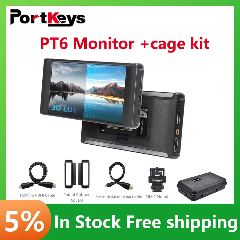 Фото Portkeys PT6 монитор 3D LUT 5,2-дюймовый растягивающийся сенсорный экран управления видеокамерой для зеркальной камеры прямая трансляция видео №1