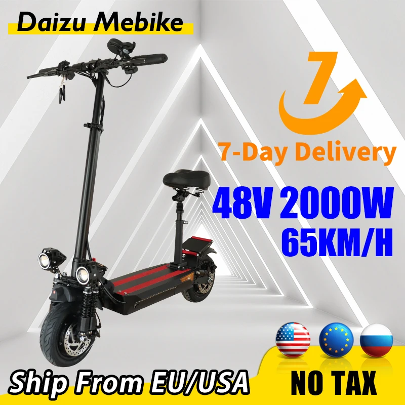 

2000W Powerful Electric Scooter with Seat Electric Scooters Adults Max Speed 65KM/H Folding E Scooter Dual Motor 48V 18AH 80KM