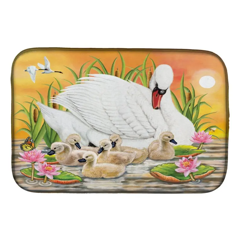 

Потрясающе красивый 14x21 "Матери Лебедь на солнце" разноцветный сушильный коврик для посуды