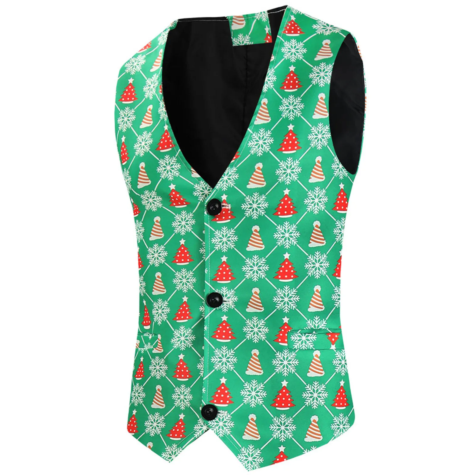

Mens Fashion Casual Christmas Suit Printed Single Breasted Vest Tops Mens Tops Dressy Casual