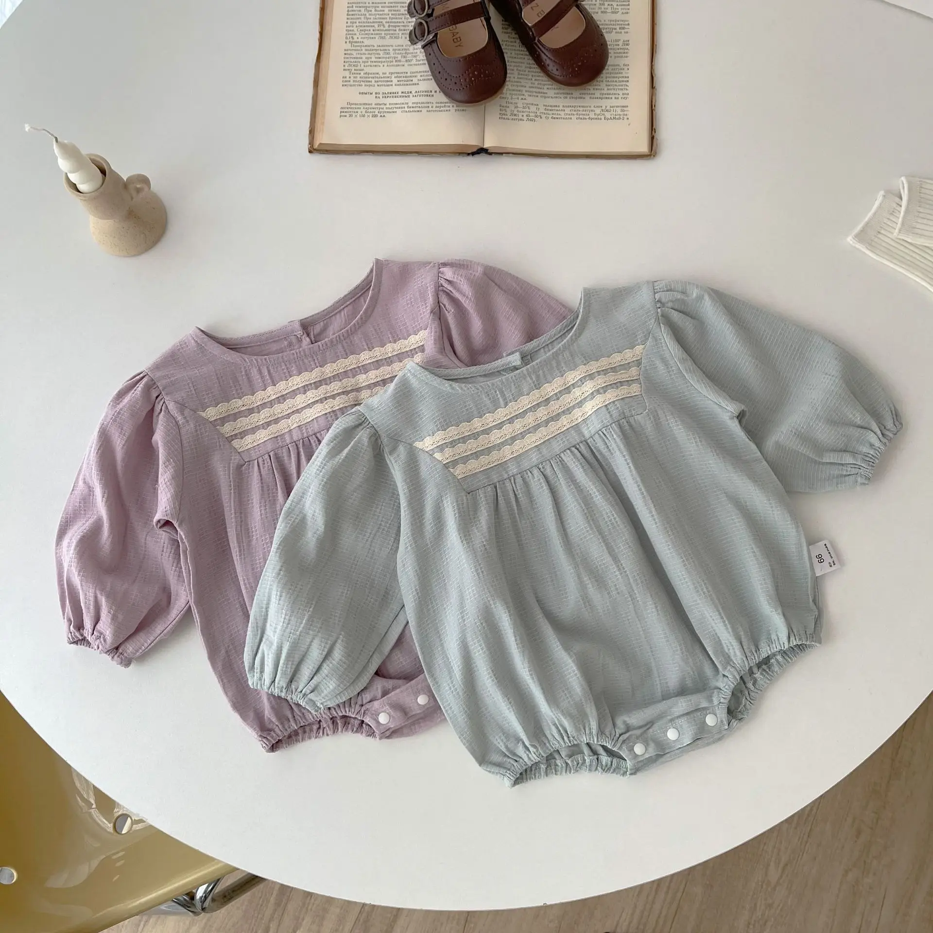 

Baby Girls Clothes 2023 Autumn New Infant Bodysuit Girls Loose One Piece Clothes Cotton Toddler Lace Ruffle Long Sleeve Jumpsuit