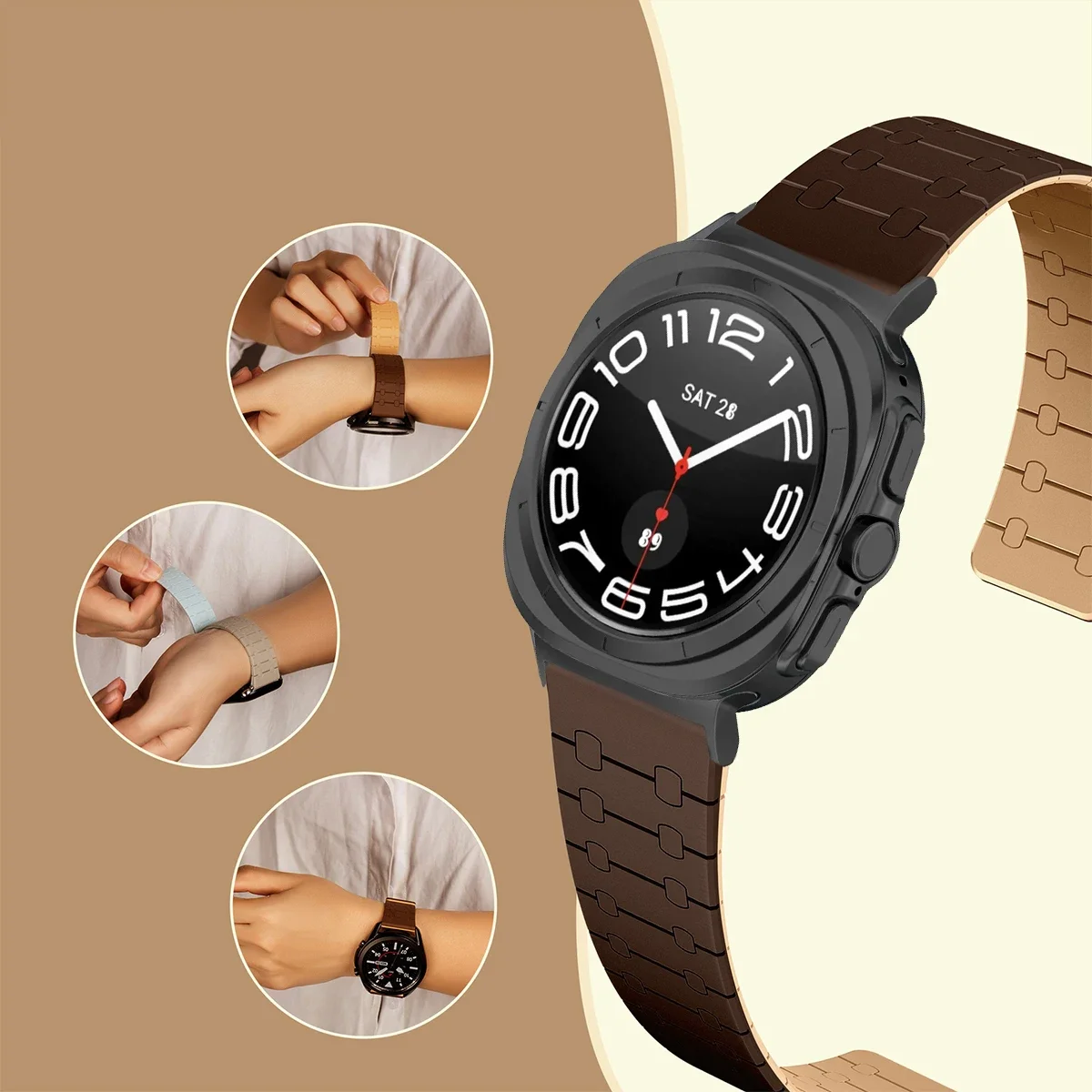 Ремешок силиконовый магнитный для Samsung Galaxy Watch 7 Ultra 47 мм спортивный браслет без