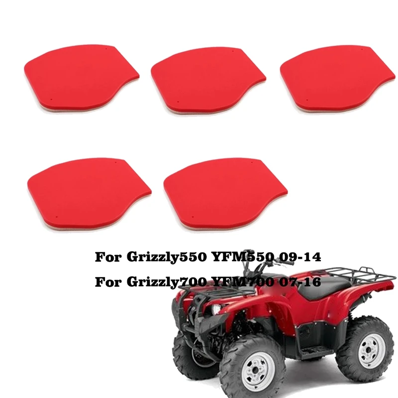 

5Pcs Air Filter elements Cleaner for Yamaha Grizzly 550 YFM550 2009-14 Grizzly 700 YFM700 4X4 2007-2016 3B4-14451-00-00