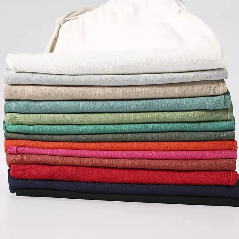 Брюки Lucyever женские хлопково-льняные однотонные свободные шаровары с поясом на