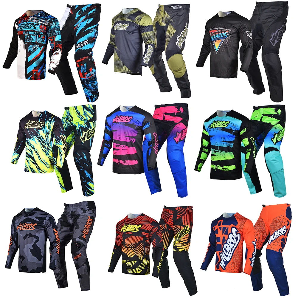 Willbros Motocross Racing MX Jersey and Pants Set Motorcycle Dirt Bike Offroad Riding Downhill Suit Combo