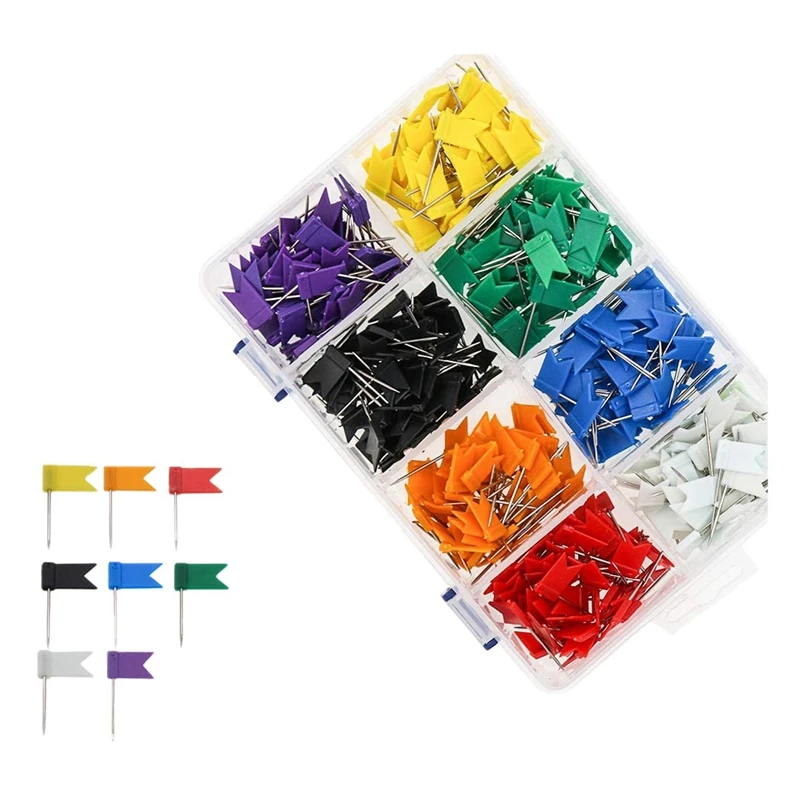 

400 Pcs Colored Flag Travel Map Push Pins, Multicolored Decorative Map Tacks Plastic Head With Steel Point For Bulletin