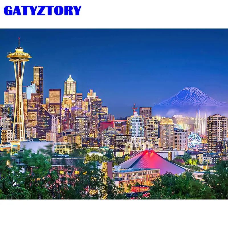 

GATYZTORY 5d Diy Diamond Painting Urban Landscape Diamond Embroidery Rhinestone Picture Full Square/Round Home Decoration