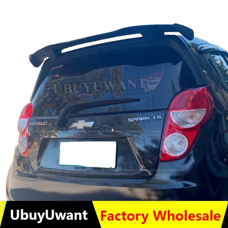 

Hatchback Spoiler For Chevrolet Spark Universal Spoiler ABS Plastic Carbon Fiber Look Rear Roof Wing Car Body Kit Accessories