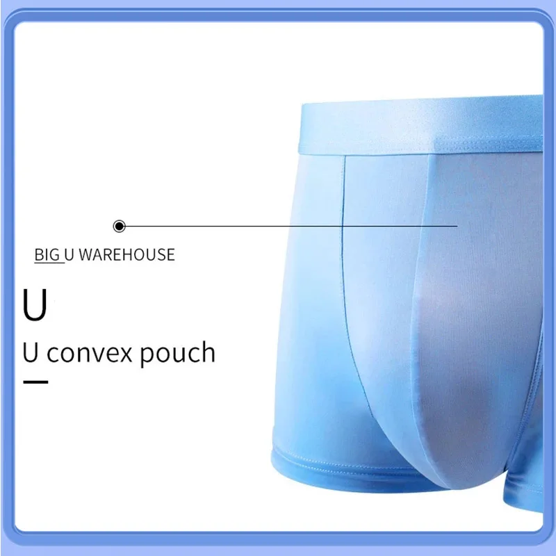 Men Plus Size Underwear Graphene 3A Antibacterial Briefs Ice Silk Comfortable Soft Panties Refreshing Breathable Sexy Underpants