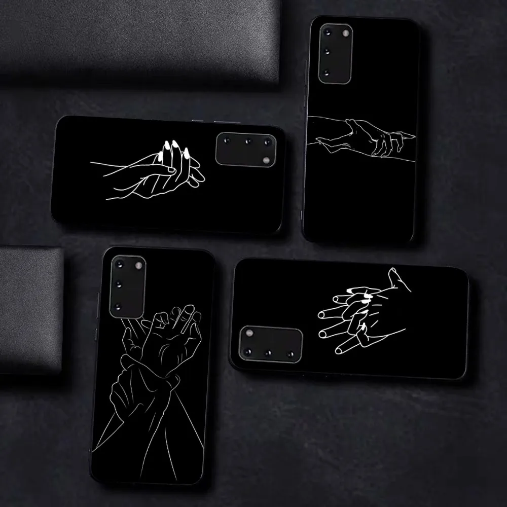 

Minimalist Line Couple Hand Phone Case For Samsung S 9 10 20 21 22 23 30 23plus lite Ultra FE S10lite Fundas