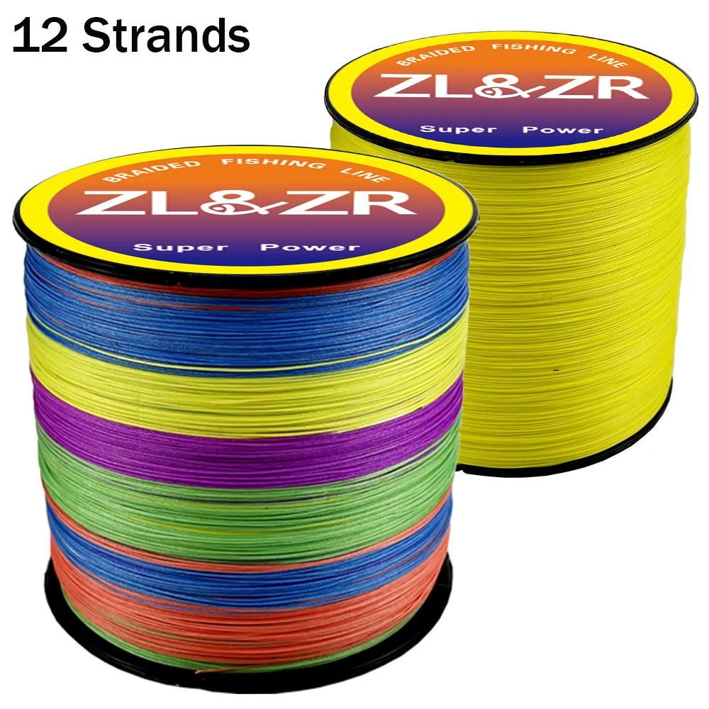 

ZLZR Thin Fishing Cord 12 Strands Braided Line Durable and Thin PE Multifilament 1000m 500m 25-100LB Fly Carp Fishing Lure Line