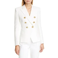 office lady casual double breasted business suit white blazers femme 2021 women slim suit jacket female long sleeve coat elegant