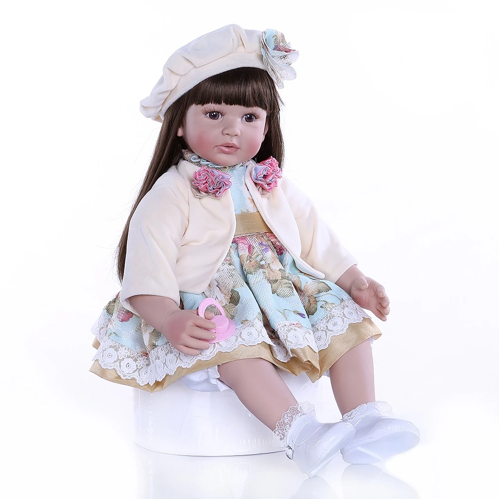 

24 Inch Reborn Baby Dolls Silicone Toddler Princess Cloth Body Fashion Reborn Menina For Kids Children's Day XMAS Gifts