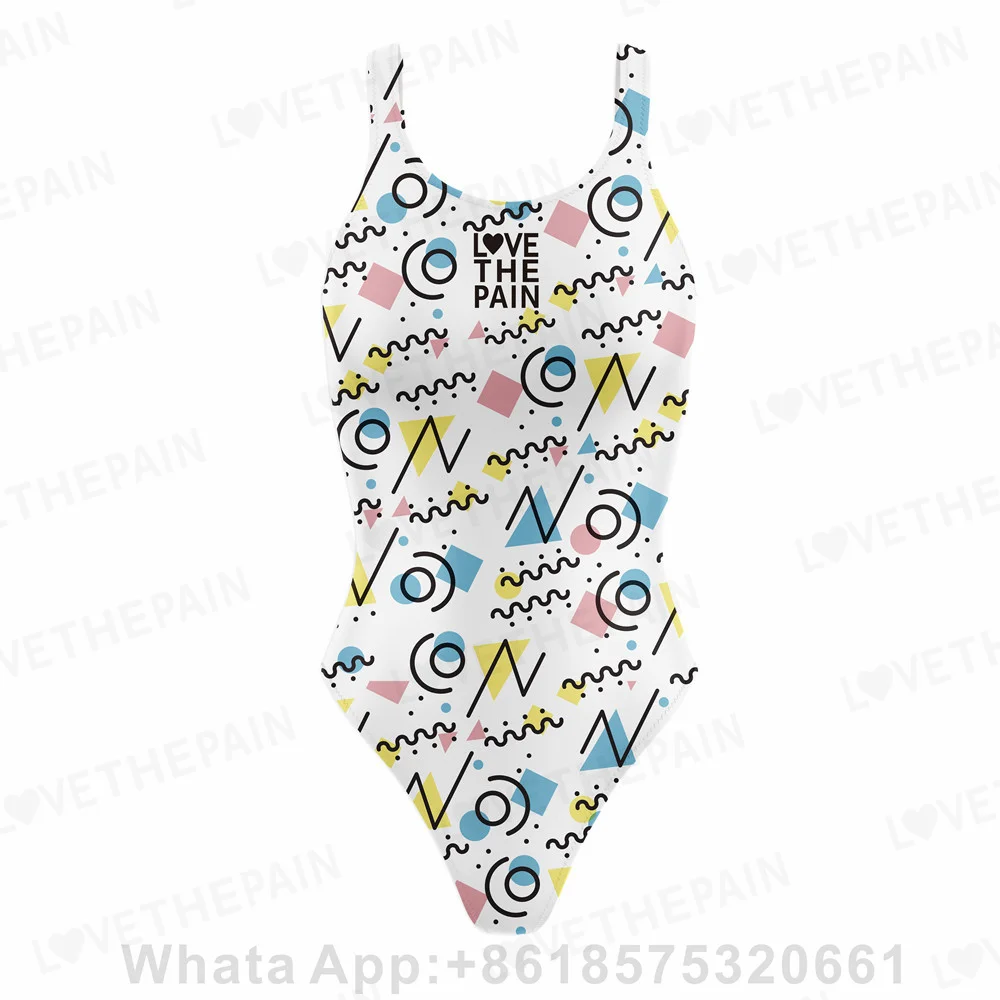 Love The Pain Female Print Swimwear One Piece Swimsuit Summer Sports Bathing Suit Multi -function Training Beach Bikini Bodysuit