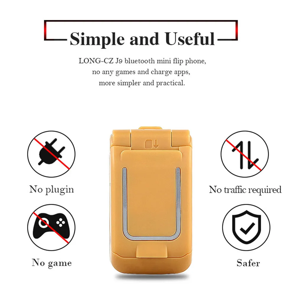 UNIWA J9 2G Super Mini Flip Mobile Phone clamshell Push Button Wireless Bluetooth Dialer FM Magic Voice Handsfree Earphone