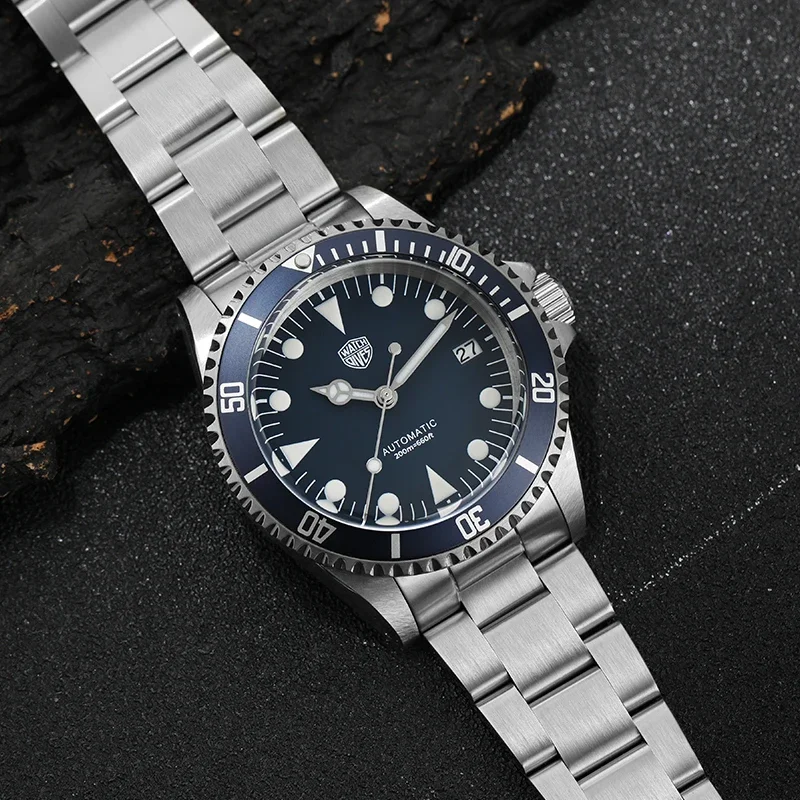 Watchdives WD79090 Часы для дайвинга Vintage Sub NH35 Автоматический механизм Куполообразные