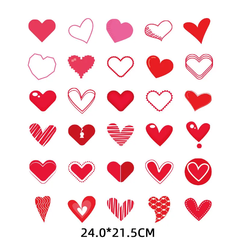 

Red Love Heart Pattern Iron-on Transfers for Clothing Thermoadhesive Patches on Clothes Flex Fusible Patch Stickers for Woman