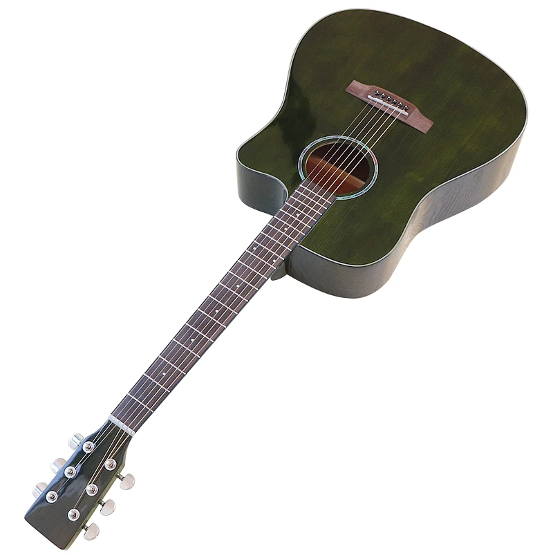 

6 Strings 41 Inch Acoustic Guitar Cutaway Design High Gloss Folk Guitar Solid Spruce Wood Free Bag