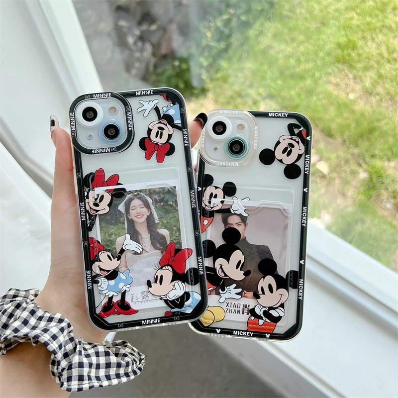 

Disney Mickey Minnie Mouse Card Holder Phone Case for Redmi NOTE 8 9 Pro 9s 11 Pro 4G Redmi 8 9 10 Prime 10C 10A10x 4G
