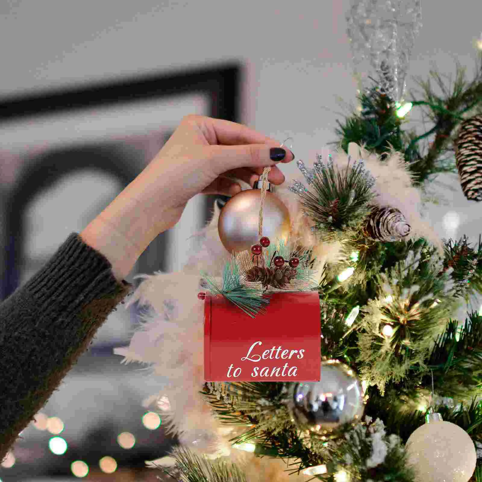 

Рождественский почтовый ящик, дерево, подвесное украшение для вечеринки, подвесное украшение, железная почтовая коробка с надписью, декора...