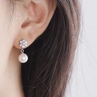genuine 925 sterling silver real pearl drop earrings for women 925 00 aretes de mujer freshwater pearl jewelry earring orecchini