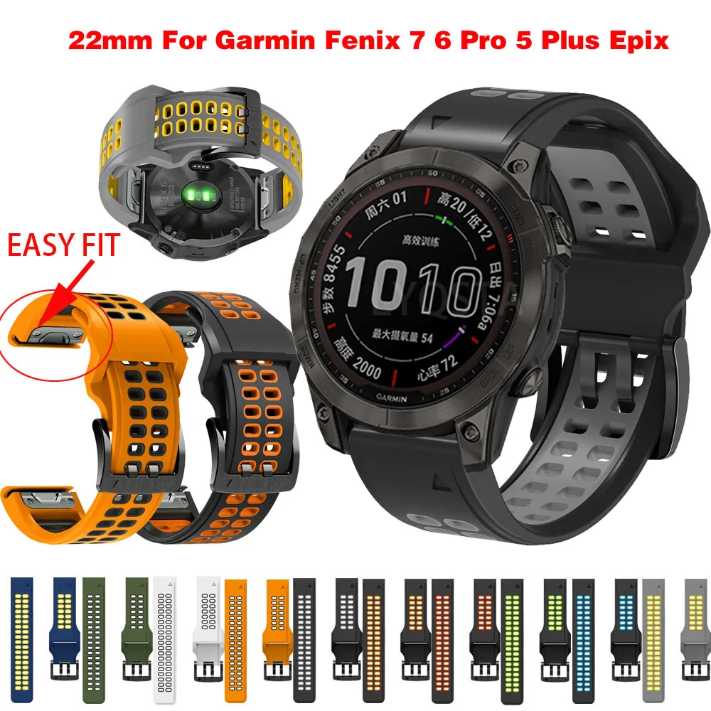 

22mm Watchbands For Garmin Fenix 6 6Pro 5 5Plus Epix Forerunner 935 Smart Watch Silicone Band Fenix 7 Quick Easyfit Wrist Strap