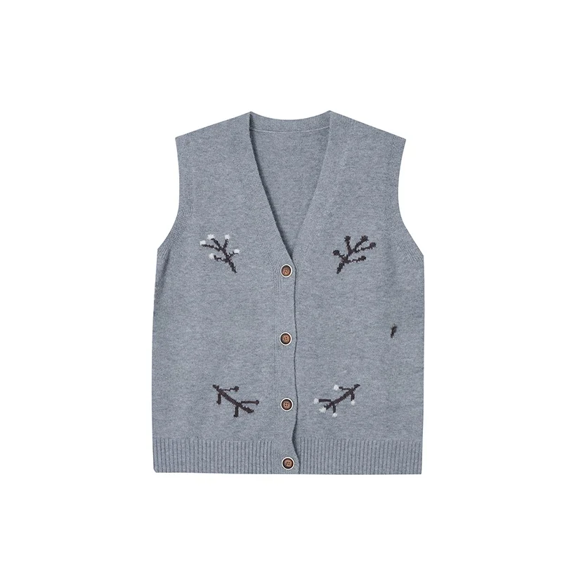 Жаккардовый свитер в стиле ретро жилет без рукавов женский кардиган ранняя осень