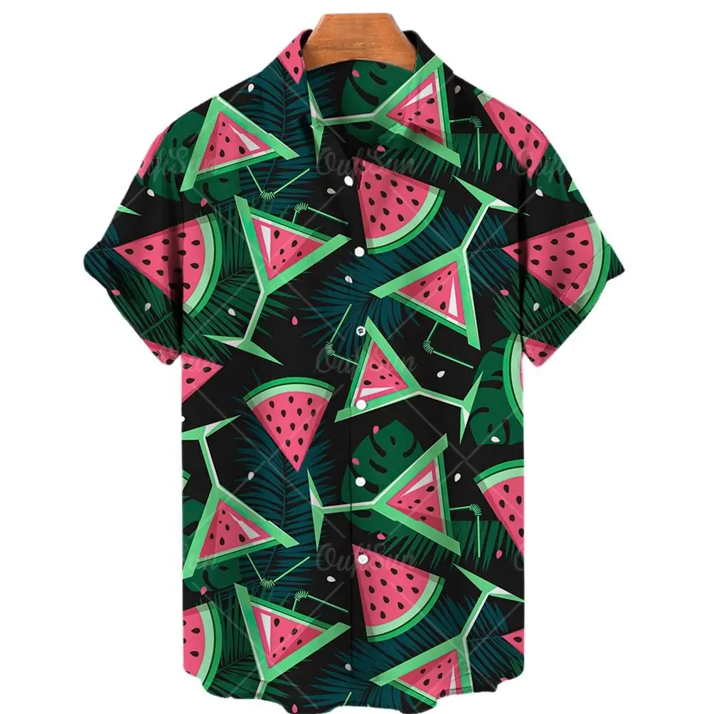 Unisex Hawaiian Shirts Fruit 3d Pineapple Watermelon 2023 Fun Summer Men's Shirts Short Sleeves Tops Casual Fashion Loose Shirts