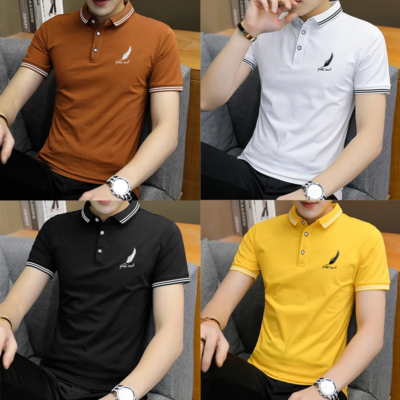 Men's Casual Loose Turtleneck Polo Shirt Summer Office Work Wear Solid Color Short Sleeve Blouse