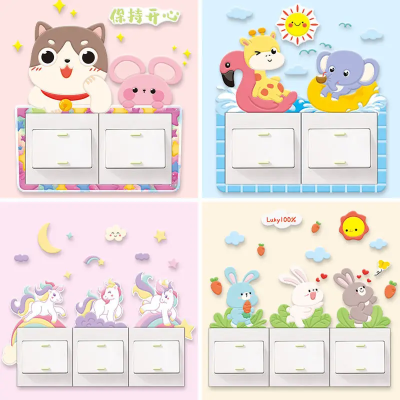 

Cute Cartoon Power Socket Stickers Decoration Luminous Switch Wall Stickers Waterproof Wall Stickers Creative Switch Stickers