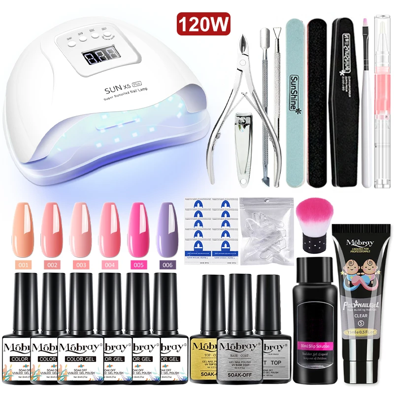

Mobray Gel Nail Polish Set Glitter Decorations Gel Poly UV Nail Kit Art Tools Manicures Set Sent From Russian Warehouse