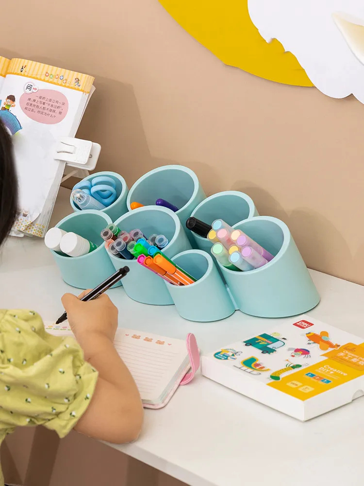 

Large Capacity Kids Desk Pen Marker Holder Pencil Storage Box Crayon Organizer School Office Stationery Pens Storage Brush Stand
