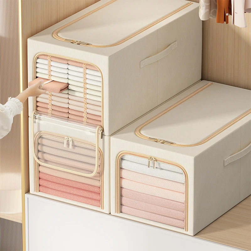 Narrow Foldable Fabric Clothes Storage Boxes Large Capacity Quilt Blanket Toys Closet Storage Organizer Wardrobe Organizer Boxes