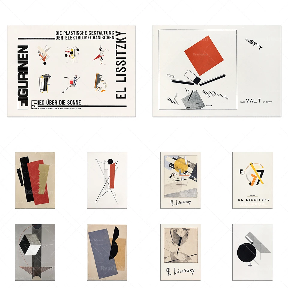

El Lissitzky Art, Proun Collection, Geometric Shapes Posters, Suprematism Art Abstract Prints Home Living Room Decor