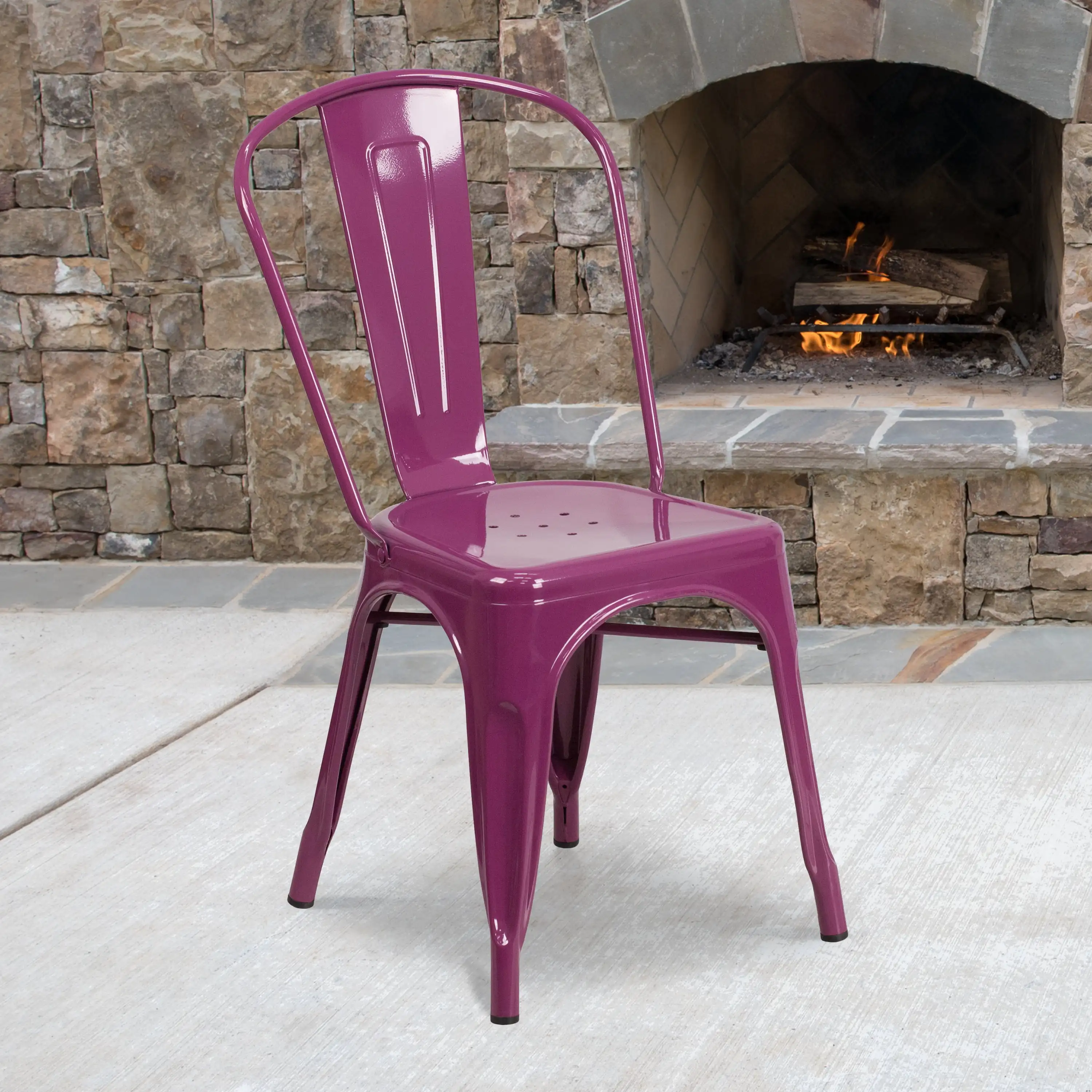 

Commercial Grade Purple Metal Indoor-Outdoor Stackable Chair