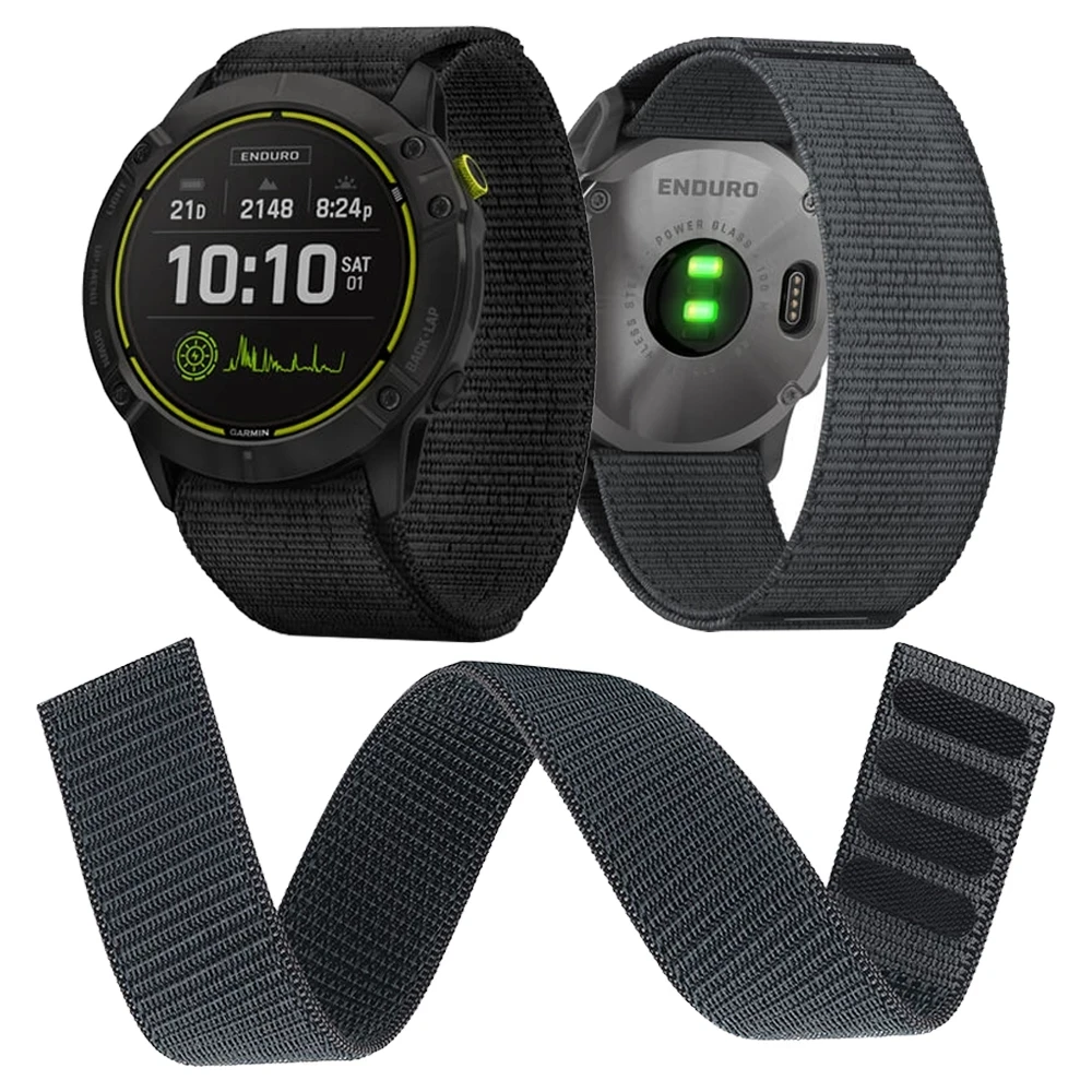 Ремешок нейлоновый на липучке для Garmin Fenix 7 7X 26 мм 22 ремешок 6X 6 5X 5 3 3HR Forerunner 935