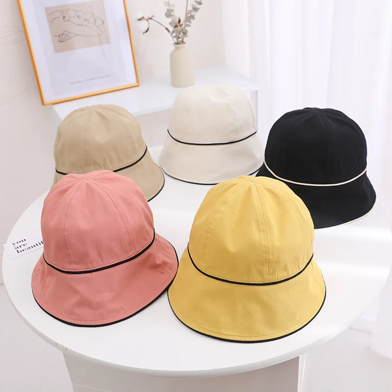 

New Fisherman Hat Pure Color Cotton Sunscreen Hat Women's Sun Hat