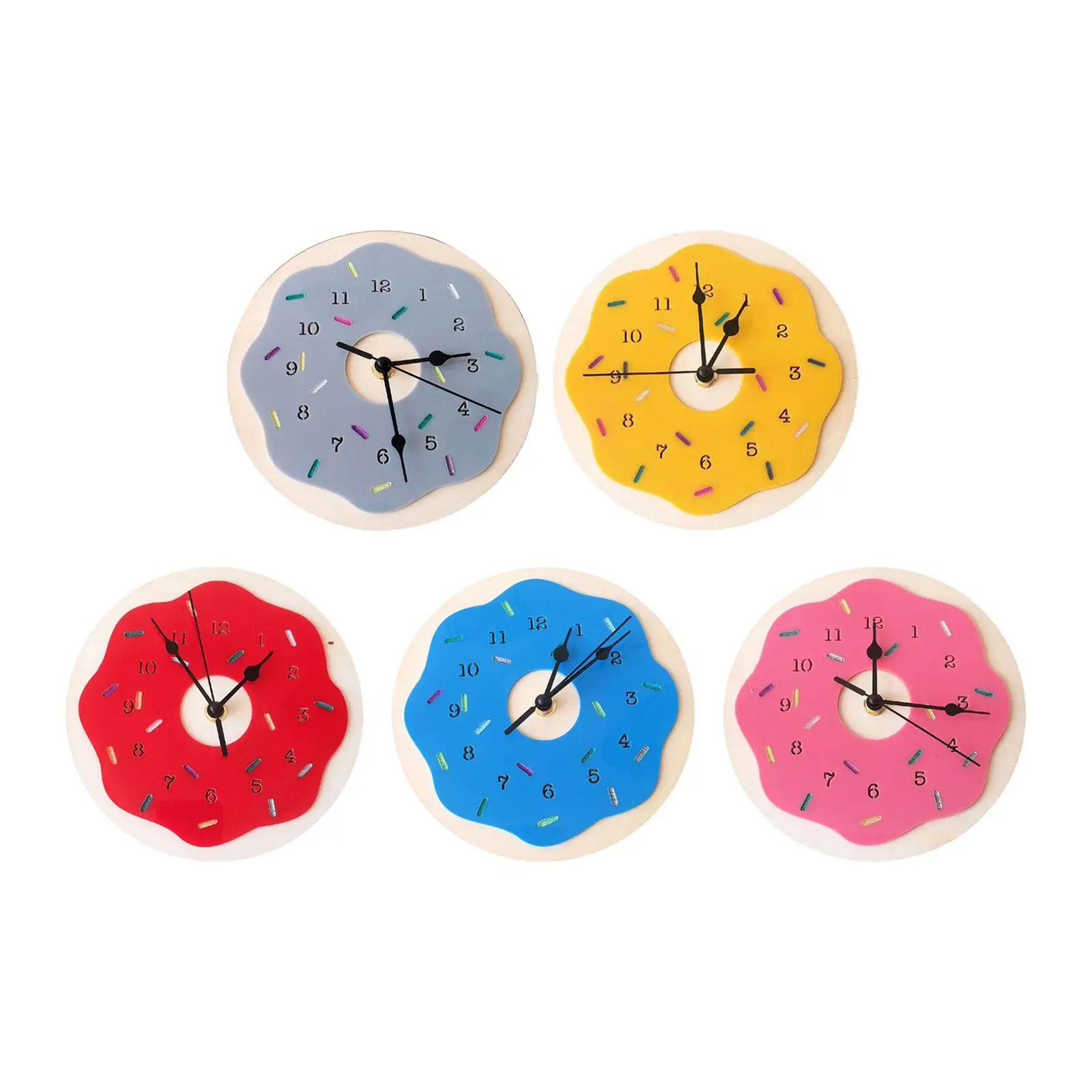 

Nordic Style Donut Shaped Wall Clock Non Ticking for Kids Nursery Home