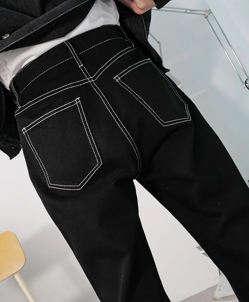 Men's Black Korean Y2K Clothes Jeans Men Straight Trousers Denim Vintage Casual Pants Women High Waist Baggy Jeans Streetwear