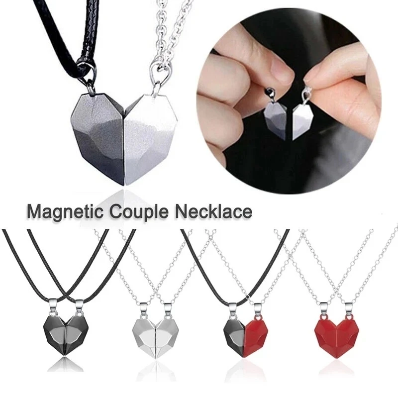 

2PC/Set Fashion Magnet Necklace for Couple Stainless Steel Necklace Heart Pendant Necklaces Women Jewelry Gift Collar De Pareja