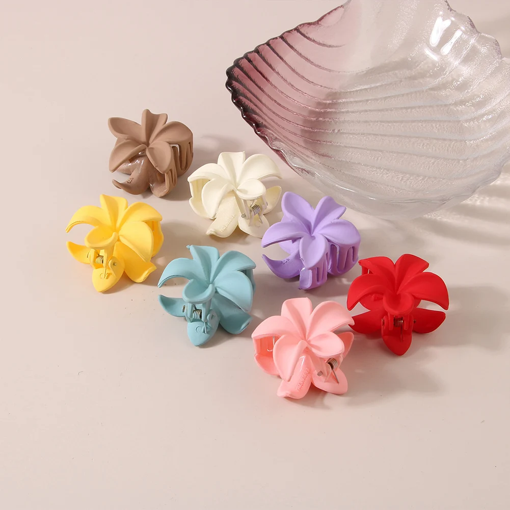 

New Elegant Ancient Style Hair Clip Frosted Flower Solid Color Hair Claw Sweet Chinese Style Ponytail Claw Clip Headwear Gifts