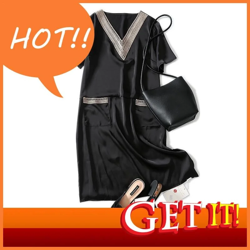 

Женское Повседневное платье-трапеция, однотонное платье с коротким рукавом и вышивкой в Корейском стиле, летняя одежда с V-образным вырезом ...