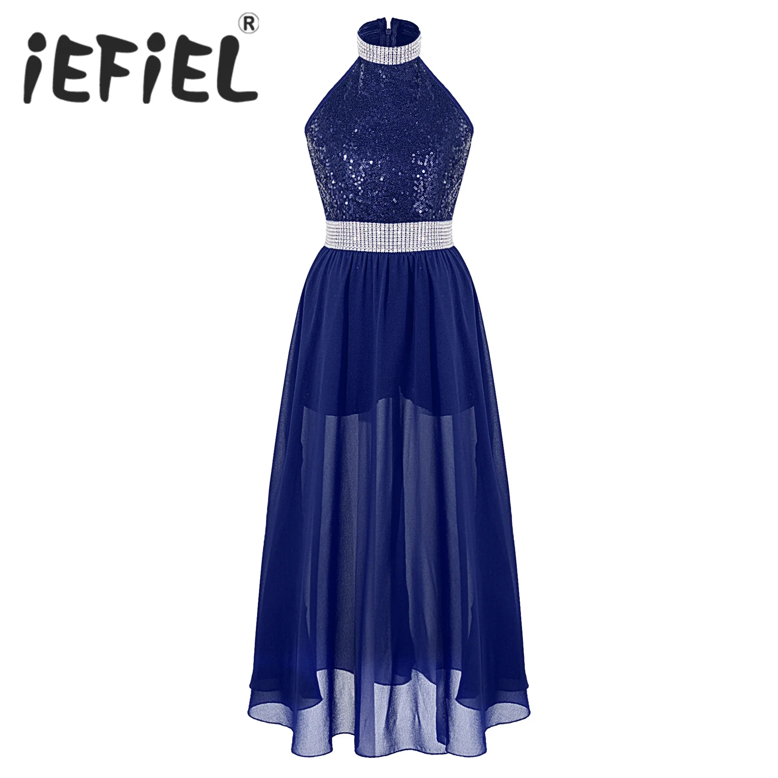 

Kid Girls Shiny Sequins Flower Girls Dress Sleeveless Chiffon Summer Dress for Wedding Bridesmaid Birthday Party Formal Occasion