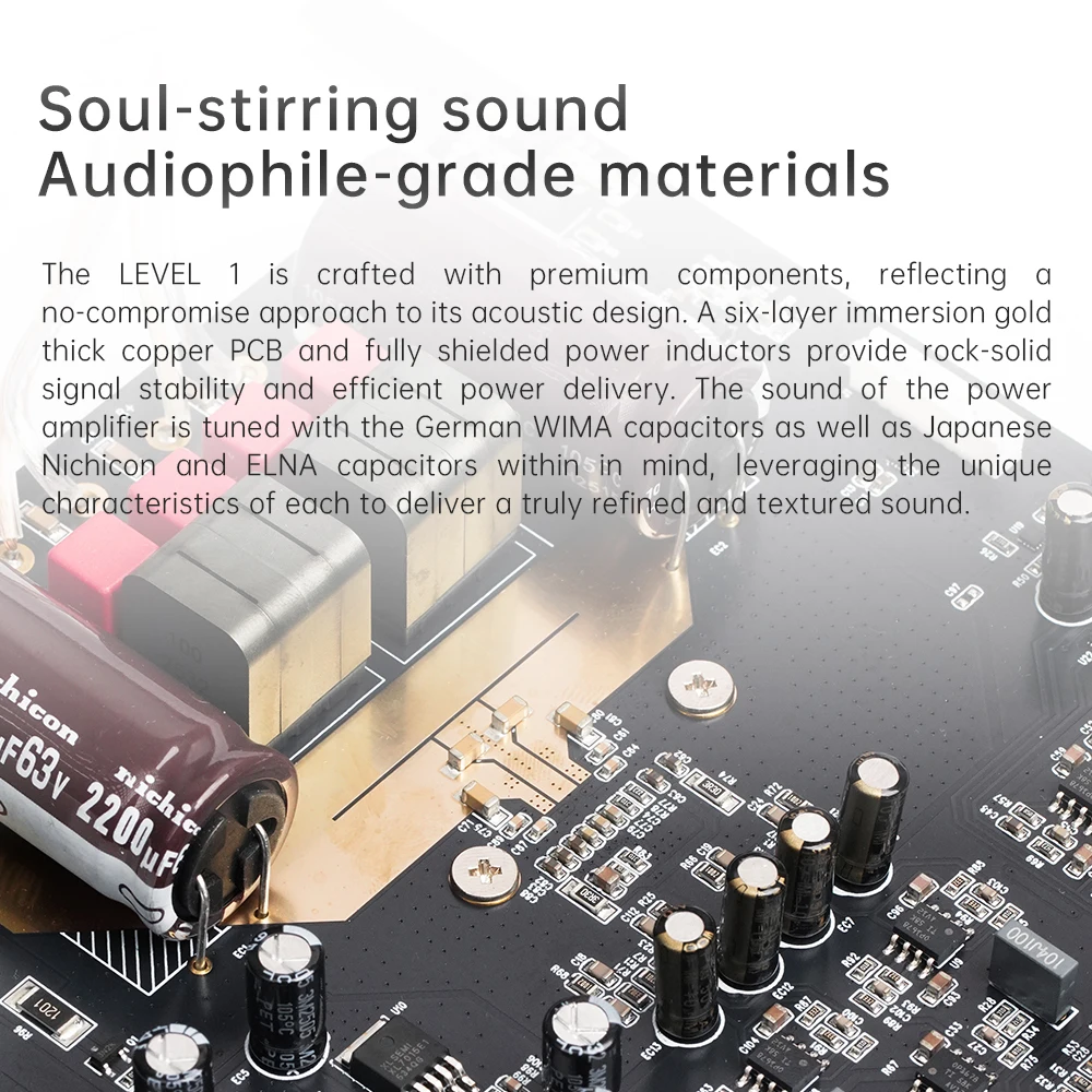 Фото Настольный Hi-Fi Bluetooth-усилитель JadeAudio Level 1 с поддержкой LDAC, 2×300 Вт, класс D, USB/коаксиальный вход для домашнего кинотеатра/ПК с питанием 48В №4