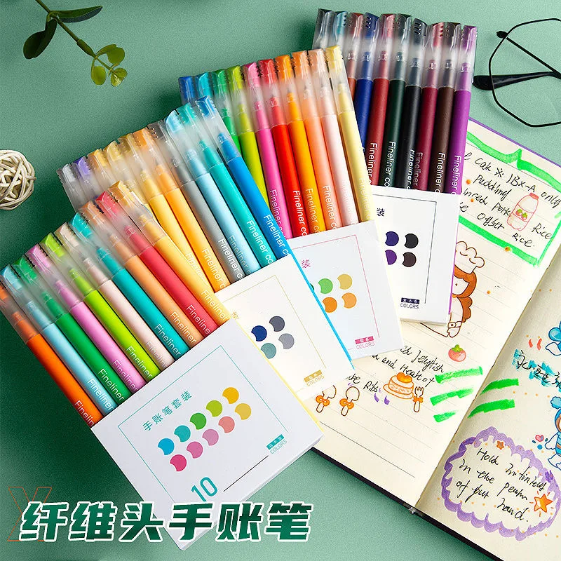 

10pcs Multi Color Gel Pens Set Micron Tip Sweet Salt Morandi Retro Colors Quick Dry Ink Marker Liner Highlighter Drawing