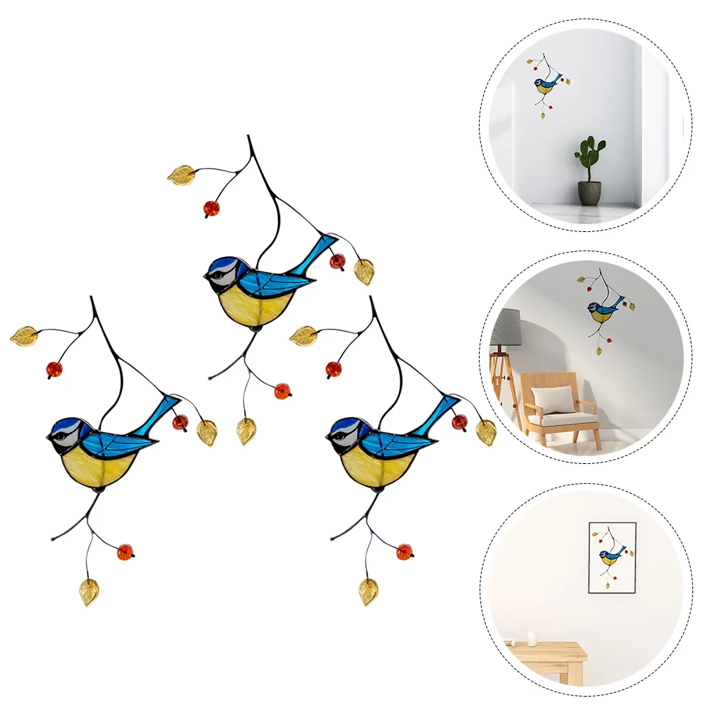 

3pcs Decorative Bird Pattern Adorable Ornament Wallpaper Paste Sticker for Home