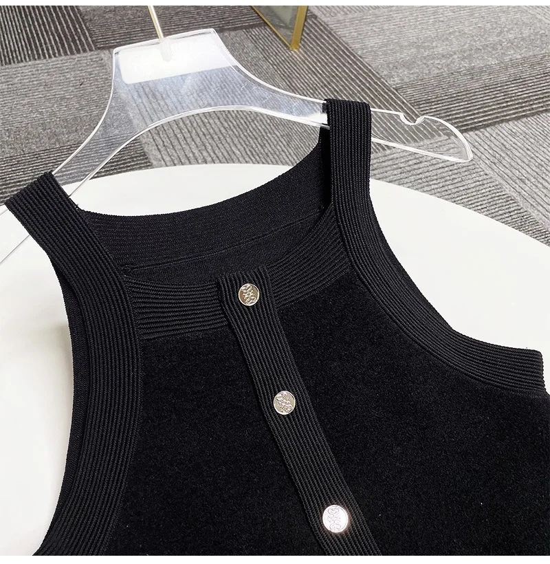 

San Style Fashion Women Dress Spring Knitted Tank Sleeveless Lady A-Line Dresses Clothes