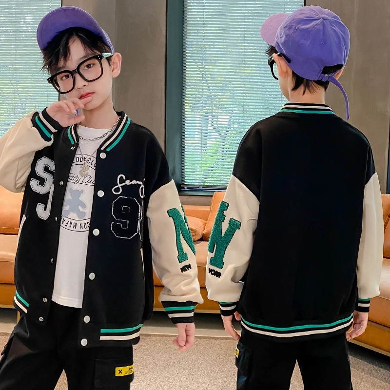 

Spring Autumn Kids Baseball for Students Boys Korean Jackets Teenage Causal Bomber Children's School Uniform Top 5-15 Years