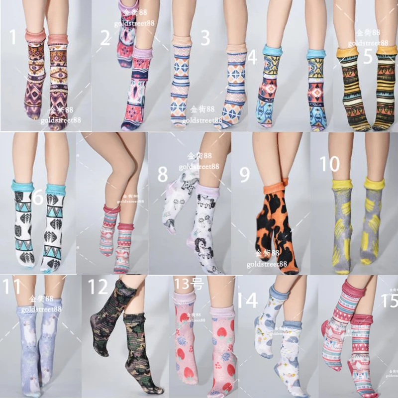 

1/6 Scale Mini Socks Ice Silk Printing Socks National Style Sock Short for 12 inches Male/Female Action Figure Body Dolls