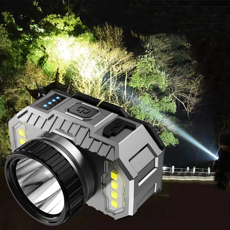 

LED Multi-function Headlight Flashlight T20 LED USB Rechargeable Headlight Comes with Battery Outdoor Night Fishing Camping